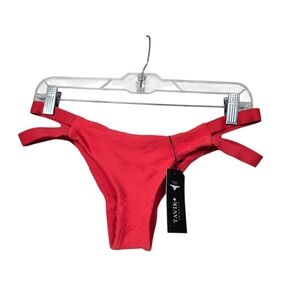 NWT Tavik Chloe Textured Hibiscus Red Swim Bikini Bottoms L